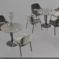 Modern Round Negotiation Tables With Marble Tops And Brown Beige Chairs For Meeting Space