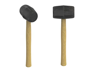Hardware Tools Two Hammers with Round and Square Head Wooden Handles for Construction DIY Projects 3d model
