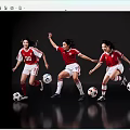 Women Soccer Players Running in Red Jerseys White Shorts with Soccer Balls