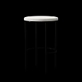 Modern Bar Stool With Round White Upholstered Seat And Black Metal Legs