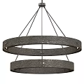 Modern Two Tiered Circular Chandelier With Textured Metallic Frame Design 3d model