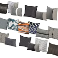 Assorted Decorative Throw Pillows With Various Patterns Colors And Textures 3d model
