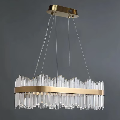 Elegant Modern Crystal Chandelier With Gold Metal Frame And Hanging Glass Rods 3d model
