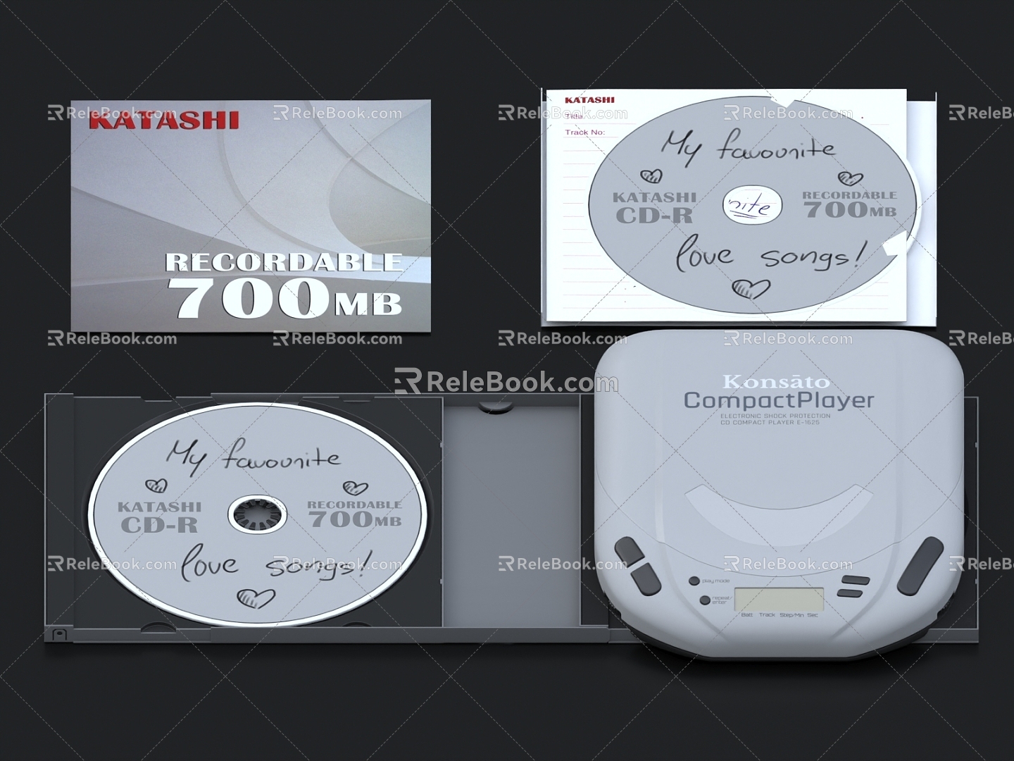 vinyl record disc album compact disc record player record VCD player disc player 3d model