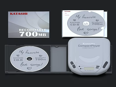 KATASHI Decorative Display Set Including Recordable 700MB CD Compact Player And CD Case 3d model