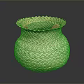 Natural Woven Basket with Textured Surface and Wavy Rim for Home Storage Use