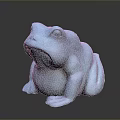 White Frog Sculpture With Smooth Glossy Surface On Dark Display Background