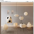 Japanese-style lamps and lanterns combination floor lamp combination floor lamp 3d model