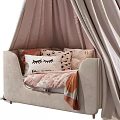 Cozy Children's Bed With Soft Pink Frilled Canopy And Decorative Pillows