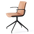 Modern Brown Leather Office Chair With Black Armrests And Five Star Caster Base