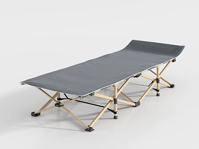 Gray Foldable Camping Bed With Lightweight Metal Frame And Portable Design 3d model