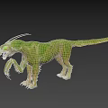Green Fantasy Creature With Horned Head Large Claws And Long Tail