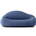 Blue Multi Person Sofa With Modern Unique Shape Fabric Upholstery And Metal Base
