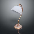 Elegant Brass Table Lamp With White Petal Shaped Shade And Decorative Base