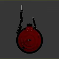 Red Top Black Body Spacecraft With Antenna And Base Structure For Space Exploration