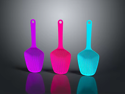 Colorful Silicone Kitchen Spatulas Purple Pink Blue Perforated Design Useful Cooking Utensils For Home Kitchen 3d model