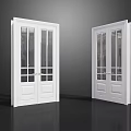 White Double Doors With Glass Panels And Modern Interior Design 3d model