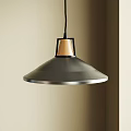 Modern Gray Pendant Light With Wooden Accent In Interior Room Corner
