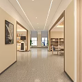 Smart Elderly Care Center Lobby With Reception Desk Staff And Comfortable Sofa Seats