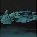 Artistic Abstract Blue Green Stacked Geometric Sculptures With Layered 3D Forms