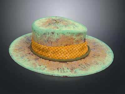 Vintage Green Hat Design With Yellow Woven Band And Text On Brim 3d model