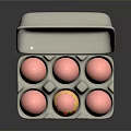 Cute Chick Pattern Decorated Pink Eggs In Open Egg Carton 3d model