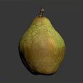 Ripe Yellow Pear With Green Spots On Dark Reflective Surface 3d model
