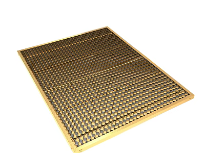 Golden Framed Grid Pattern Mat With Non Slip Surface For Home Use 3d model