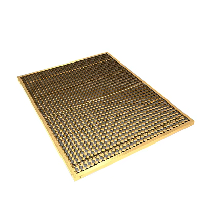 Golden Framed Grid Pattern Mat With Non Slip Surface For Home Use 3d model