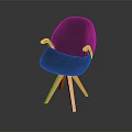 Minimalist Black Chair With Yellow Armrests And Three Wooden Legs Design