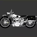Vintage Chrome Motorcycle With Black Leather Seat Side Storage Box And Shiny Body