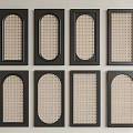 Stylish Decorative Panels With Black Frames And Beige Woven Texture In Various Shapes 3d model
