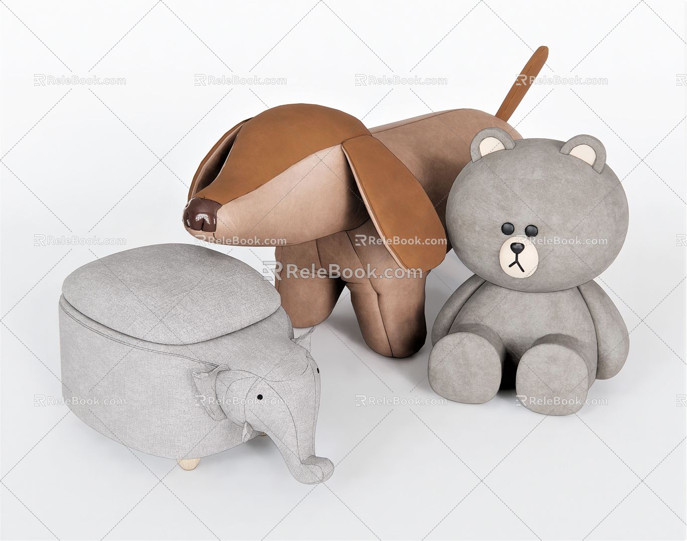 Modern Children's Chair Children's Stool Elephant Stool Sofa Stool Low Stool Dog Stool Male Frog Toy Muppet 3d model