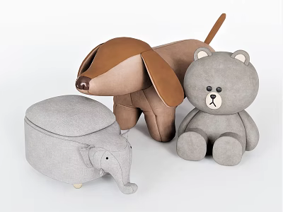 Modern Children's Chair Children's Stool Elephant Stool Sofa Stool Low Stool Dog Stool Male Frog Toy Muppet 3d model