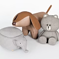 Cute Animal Shaped Kids Chair with Brown Dog Grey Bear and Elephant Design for Toddlers