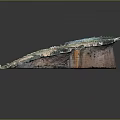 Cartoon Scene Of Ancient Stone Arch With Stone Walls Dirt Path And Weeds
