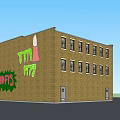 Two Story Building Exterior With Brick Wall Colorful Graffiti ADFIS TTT Roll Up Doors 1897 Number