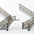 Elegant Ornate Staircase With Gold Railing And Black Steps Design