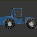 Blue Tractor With Massive Tires Transparent Cab And Sturdy Front Design 3d model