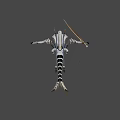 Game Movie Character 3D Model With White Black Gold Armor Long Sword And Crown Headpiece