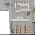 Commercial Kitchen Interior With Stainless Steel Appliances Worktable Range Hood And Storage Shelves