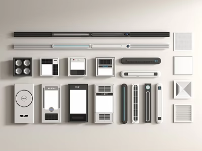 Modern Smart Home Control Devices With Switches Touch Screens And Sensors 3d model