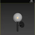 Modern Style Wall Light with White Spherical Lampshade and Black Pole Mounted on Indoor Wall