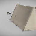 Canvas Camping Tent With Interior Bed Furniture And Wooden Poles Setup