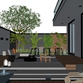 Courtyard Landscape Home Courtyard Villa Courtyard Landscape Sketch Landscape Wall Waterscape Wall Outdoor Sofa 3d model