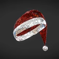 Festive Red Sequined Christmas Hat With White Trim And Pom Pom Decoration