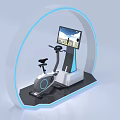 Modern Arched Fitness Equipment With Exercise Bike Scenic Screen And Blue Lighting