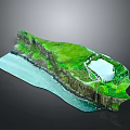 Natural Scenic Peninsula With Green Grassy Cliffs Coastal Waters And Small Inland Lake