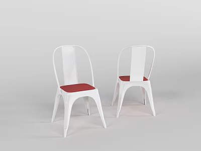 Modern Dining Chairs With Sleek White Frame And Red Seat For Kitchen Use 3d model