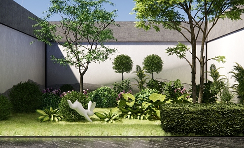 Modern courtyard landscape 3d model